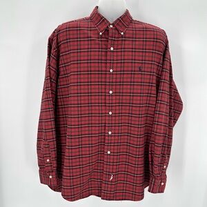 Polo Ralph Lauren Shirt Mens XL Red Plaid Cotton Christmas Button Down 90s VTG